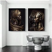 2 件套 非洲艺术墙面帆布画 人物海报印刷品 现代抽象画 客厅卧室 家居装饰 无框 - 彩色 - 查看 8