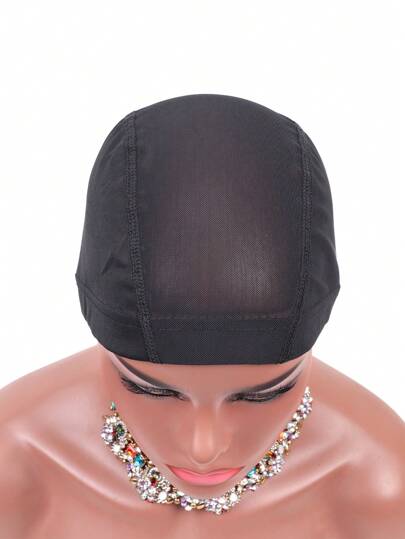 nunify Lote de 3 gorros de malla para hacer pelucas, con banda elástica ancha, cúpula de malla transpirable de nailon en tallas S, M y L, para hacer pelucas con frente de encaje
