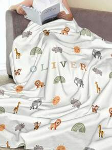 1件定制名字毯，个性化床毯，可印名字，个性化披毯，可爱动物图案毯，最佳毯子，舒适毯，家庭礼物，生日礼物，圣诞礼物，个性化礼物，送给儿子/女儿的礼物，送给朋友的礼物，沙发床适用，触手可及的奢华 - 款式2 - 查看 7