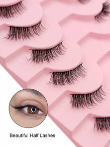 10 Pairs Natural Cat Eye Style False Eyelashes, Faux Mink Lashes, Fluffy & Soft, Semi-Dramatic Length, Suitable For Everyday Wear - Natural Lashes - View 2