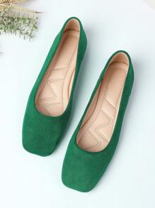 Giày lười đế mềm cao cấp màu xanh lá cây và xanh lam nhung mũi vuông thường ngày dành cho nữ, cỡ lớn 43-48, đa năng cho cả đi làm và đi làm - màu xanh lá - Xem 5