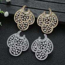 1 Cặp bông tai giọt nước Cubic Zirconia tối giản thời trang phù hợp cho trang phục hàng ngày của phụ nữ - Vàng - Xem 1