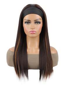 迷人高光直发头带假发天然合成发女士无缝混合易戴日常风格 20 英寸长时尚百搭 - 彩色 - 查看 2