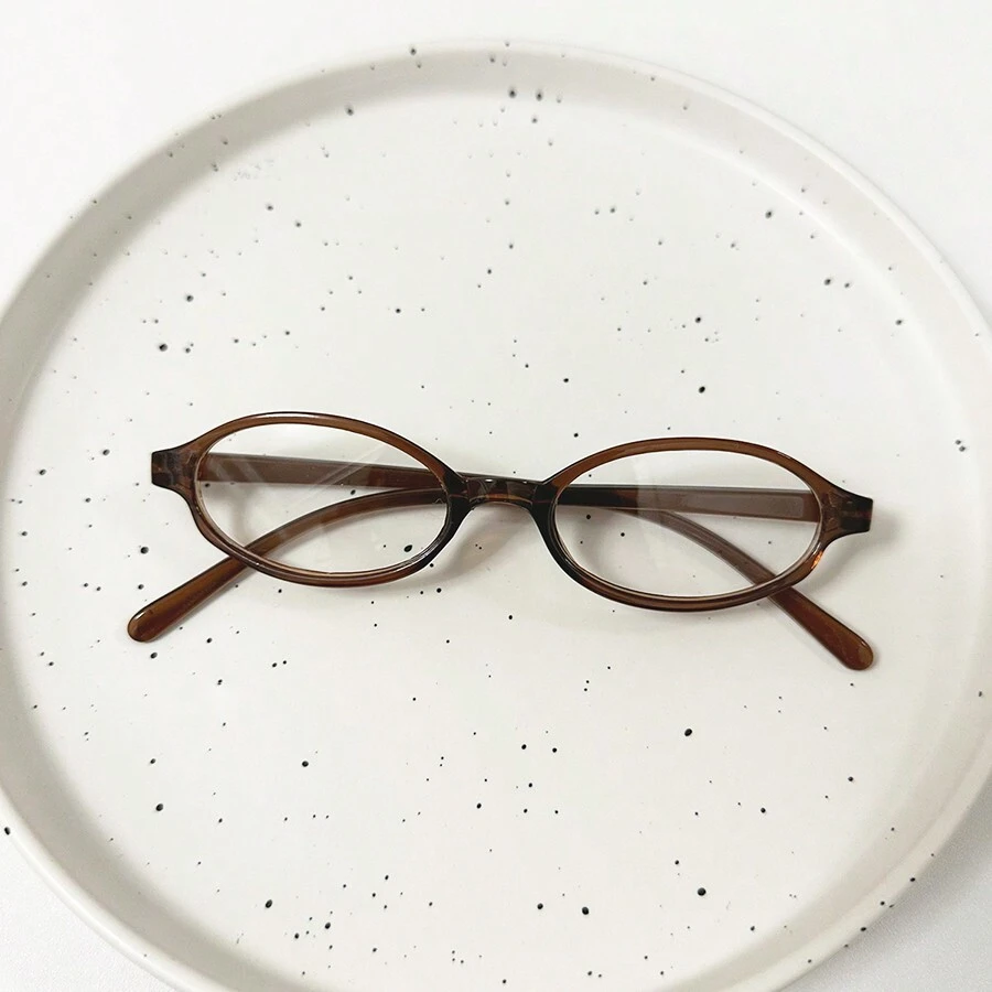 Y2K 棕色小框椭圆形眼镜女款