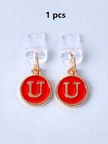 1pc White Electroplated Dust Plug Pendant With 26 English Alphabet On Both Sides, Compatible With Type C