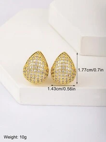 1 对白色锆石 18K 镀金铜材质环形耳环，奢华珠宝情人节礼物 - 耳環 - 查看 7