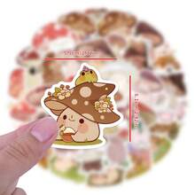 60 件独特贴纸蘑菇房间装饰可爱贴纸蘑菇贴纸卡通贴纸乙烯基防水贴纸适用于水瓶、笔记本电脑、手机、滑板、剪贴簿、日记礼物 - 彩色 - 查看 6