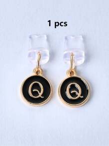 1pc White Electroplated Dust Plug Pendant With 26 English Alphabet On Both Sides, Compatible With Type C
