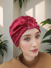 1 chiếc khăn xếp đội đầu bằng đá pha lê polyester sáng bóng dành cho nữ, nhiều màu, co giãn, chống bụi, thiết kế mới cho mùa thu/đông - Nhiều màu - Xem 10