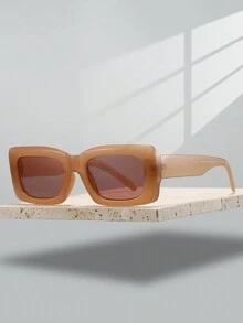 1 件女式新款全框矩形复古眼镜时尚小框流行男士黑色眼镜简约高级感眼镜适合日常和节日装饰 - 彩色 - 查看 2