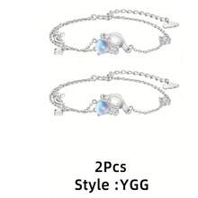 1/2 chiếc/Bộ vòng tay kèm nhẫn và vòng cổ thiết kế hình tai lớn, dây chuyền bạc có thể điều chỉnh, thời trang cho Giáng sinh, Lễ tạ ơn, Ngày lễ tình nhân, Quà tặng năm mới cho bạn bè và gia đình (Một số mặt hàng có thể là ngẫu nhiên) - nhiều màu - Xem 12