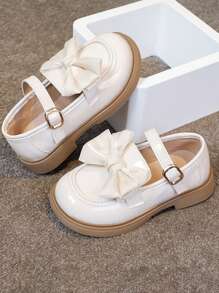 Girls' Summer Leather Oxford Shoes 2024, New Fashion Princess Loafers, Soft Sole Children Performance Shoes - Beige - View 1