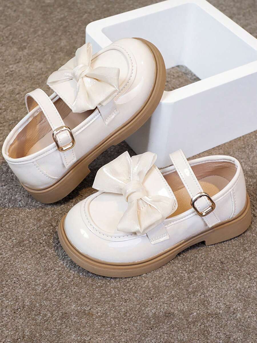 Girls' Summer Leather Oxford Shoes 2024, New Fashion Princess Loafers, Soft Sole Children Performance Shoes - Beige - View 1