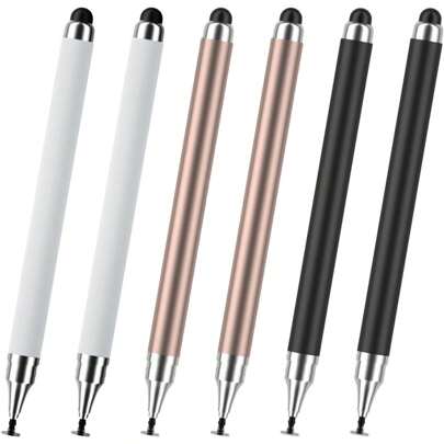 2 Universal Touchscreen Stylus, 2-In-1 Stylist Pen, Compatible With IPhone, IPad And All Touchscreen Devices: Tablet, Android, Laptop, Computer [Set] - Black, Rose Gold, White