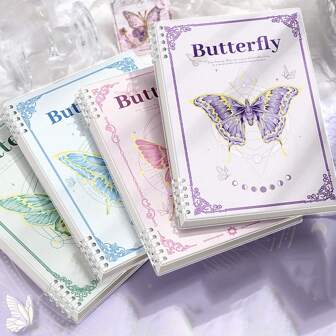 1 Pc A5/B5 Butterfly Themed Notebook, Cute Cartoon Diary,Detachable Journal, Exercise Book,Office And Study Supplies,Back To School Supplies,Perfect For Students