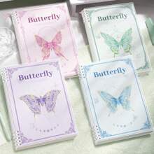 1 Pc A5/B5 Butterfly Themed Notebook, Cute Cartoon Diary,Detachable Journal, Exercise Book,Office And Study Supplies,Back To School Supplies,Perfect For Students - Color Mixing - View 3