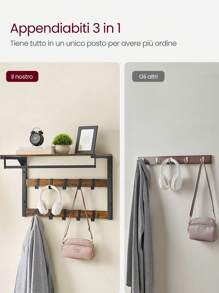 VASAGLE Clothes Hooks - Brown - View 3