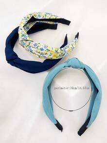 Bộ 3 Băng đô vải hoa màu xanh trơn cho nữ, Phụ kiện tóc thẩm mỹ ngọt ngào thích hợp sử dụng hàng ngày - Nhiều màu - Xem 2