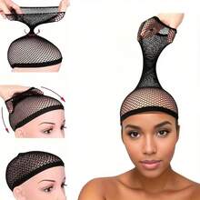 50/100 件可拉伸弹力发网黑色内衬编织帽舒适发网开口鱼网假发帽女士高品质 - 彩色 - 查看 9