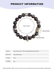 VE [VE] 1pc High Quality Natural Obsidian Bracelet, Decorated With Double-Lotus, Vajra, And Guardian Lion Elements. The Design Concept Originated From The Black Mythology Of Monkey King, Representing His Resilience, Wisdom, And Bravery, Bringing Strength And Belief To The Wearers. Suitable For Both Men And Women, Natural Gem Color Varies.