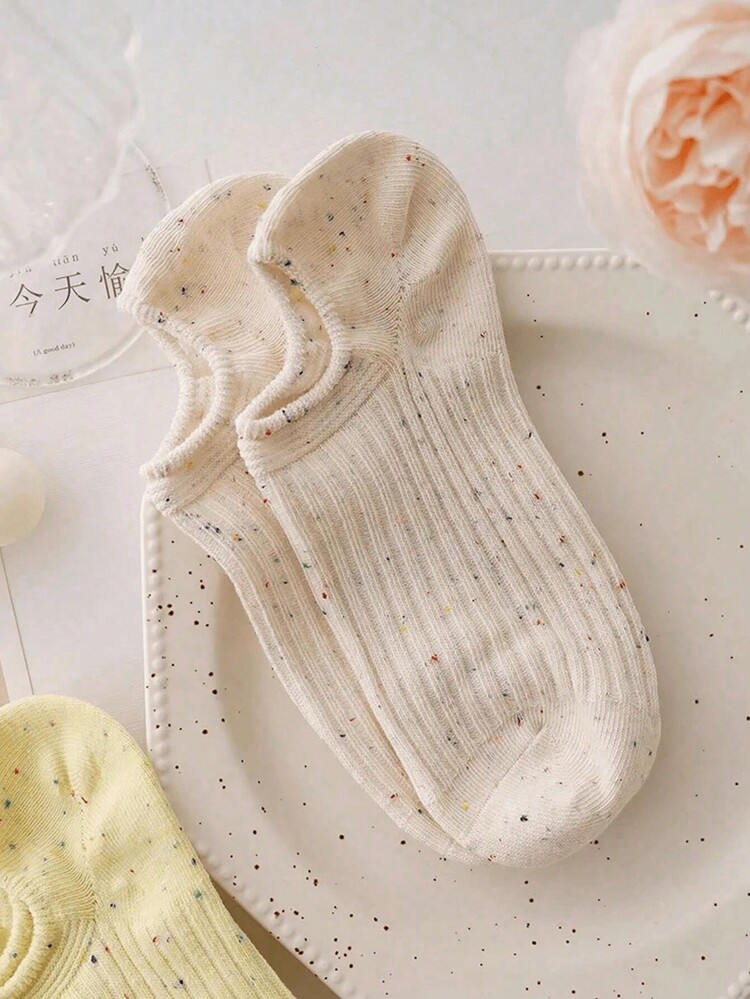 5 Pairs Women's Low Vamp Boat Socks, Thin With Yarn Striped Design, Non-Slip And Invisible Socks, Suitable For Any Season, Random Colors - Multicolor - View 6