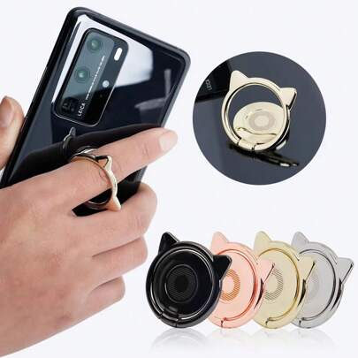 360 Degree Rotatable Cat Finger Ring Holder Magnetic Phone Holder Compatible With Iphone All Mobile Phone Cases Universal Metal Mount Compatible With IPhone, Android Phone, Gift For Birthday, Family, Friends Phone Grip, Phone Accessories
