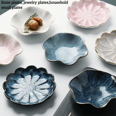 1PC Household Bone Plate Small Plate, Nordic Tableware Small Plate Hot Pot Flavor Plate, Ceramic Tableware Bone Plate Jewelry Plate,School Supplies