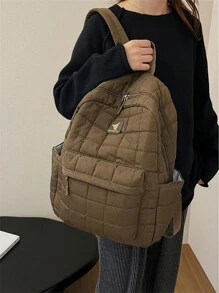 1 件女孩拼色涤纶大容量拉链开合可爱背包，适合户外使用 - A - 查看 11