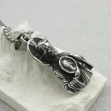 1 mặt dây chuyền thép không gỉ 316L, mặt dây chuyền St. Jude, phong cách cổ điển, thích hợp cho tiệc tùng, đeo hàng ngày, bền, quà tặng trang sức cho nam và nữ - Bạc - Xem 3