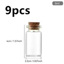 9 件/包 2.2x3cm 或 2.2x4cm 带塞玻璃瓶，用于漂流、许愿、糖果储存、水晶和砾石装饰 - 彩色 - 查看 12