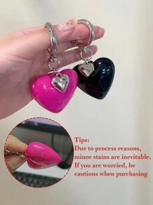 1 件/2 件女士简约创意大心形汽车钥匙扣吊坠、耳机支架、零钱包或包包配件、优雅女士钱包钥匙扣、通用钥匙扣、汽车钥匙扣、送给家人和朋友的生日和节日礼物