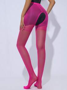1 Pair Women's Open-Crotch Sheer Pantyhose, Super Thin Sexy Transparent, Suitable For Dancing