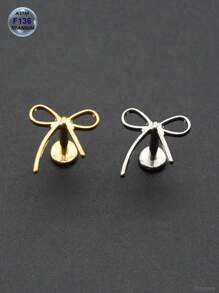 1 件全新植入级 ASTM F136 钛耳环 16G 唇环镂空蝴蝶结耳轮软骨穿孔耳垂耳环女士身体首饰金色 PVD - 蝴蝶結唇釘 - 查看 10