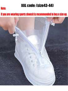2pcs Zipper PVC Rain Shoe Covers (Please Order One Or Two Sizes Up From Your Normal Shoe Size) Anti-Slip Thick-Soled Rain Shoe Covers, Unisex Outdoor Travel Waterproof Slip-Resistant Overshoes, Back To School Supplies