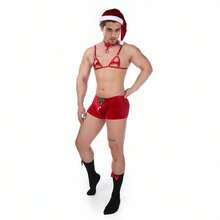 5-In-1 Set: Christmas Santa Claus Costume Accessories, Include Sexy Bell Bow Tie Lingerie, Socks & Bow Tie For Men, Christmas Gift, Festival Attire