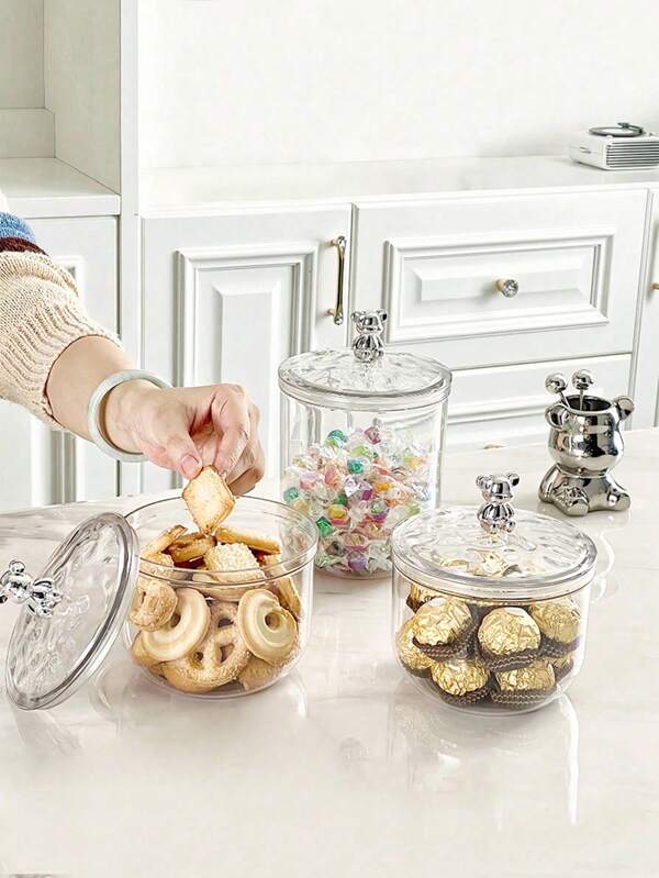 1pc Pote Selado para Doces, Pote para Armazenamento de Lanches, Organizador Transparente para Frutas Secas e Chocolate, Adequado para Armazenamento de Temperos na Cozinha, Preservação de Grãos de Café, Joias e Acessórios