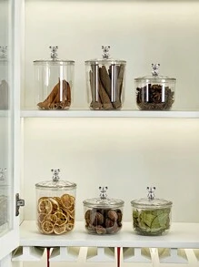 1 szt. Słoik z zamknięciem cukierkowym, słoik do przechowywania przekąsek, przezroczysty, słodki, suszony owoc i pojemnik na czekoladę, odpowiedni do przechowywania przypraw kuchennych, konserwowania ziaren kawy, biżuterii i akcesoriów