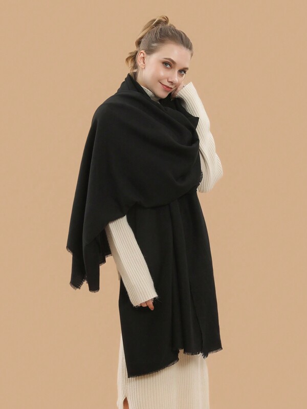 1pc Women Scarves Solid Color Warm Scarf/Shawl, Suitable For Travel & Holiday, Windproof & Sunscreen, Pink & Grey Color