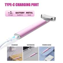 LED Beauty Wand Portable Skincare Tool, 7 Colors Light Resource Face & Eye Massager Skincare Tool, Eye Beauty Instrument Heating Vibration Electric Muscle Stimulation - Pink - View 7