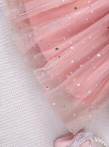 2 件套年轻女孩毛绒背心和长袖针织网眼连衣裙时尚服装，秋冬