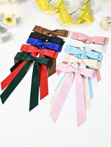 10 CÁI Nơ Tóc Satin Lụa Kẹp Tóc Phụ Kiện Ruy Băng Kẹp Tóc Đuôi Ngựa Kẹp Kim Loại Kẹp Tóc Barrette Kiểu Pháp Cho Phụ Nữ Bé Gái - Nhiều màu - Xem 2