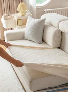 1 Stück elastischer Sofabezug, modern minimalistischer rutschfester komplett umhüllender Stoffpolster Sofaüberwurf, maschinenwaschbar, staub- und schmutzabweisend, verblassungsresistent, Wohndekoration, haustierfreundlicher Schutzbezug geeignet für 1/2/3/4-Sitzer L-förmiges Sofa in Schlafzimmer, Büro, Wohnzimmer - Weiss - Übersicht 7