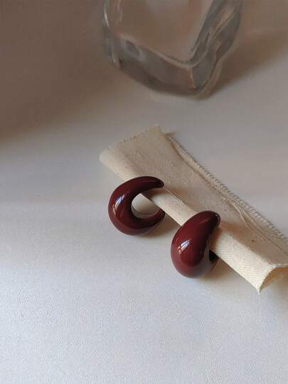 Pendientes con gota de resina color vino tinto vintage de plata y elegantes, un regalo personalizado