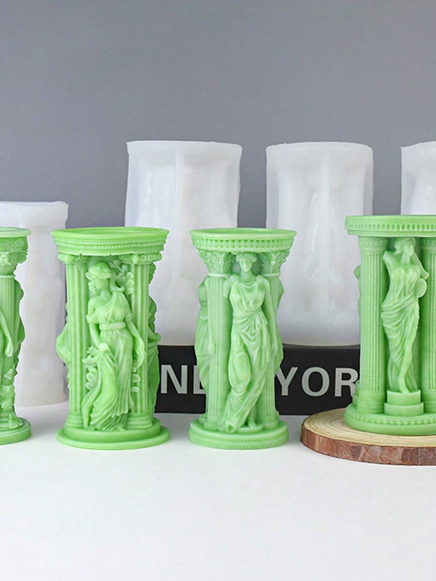 1 Pieza Molde de silicona en 3D tridimensional de la Diosa Atenea blanca para vela gruesa, molde DIY, adorno de escritorio, regalo