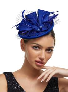 Luxurious & Charming Kentucky Derby Church Hat, Pearl Mesh Design With Bow, Makeup Ball Wedding Hair Accessory Headband For Women, Tiny Hats, Mini Fascinator, Mini Top Hat , Mini Cap, Head Piece, Rave Accessories