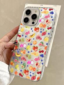 1 个马口铁手机壳 - 水果设计，兼容 iPhone - 黑色 - 查看 1