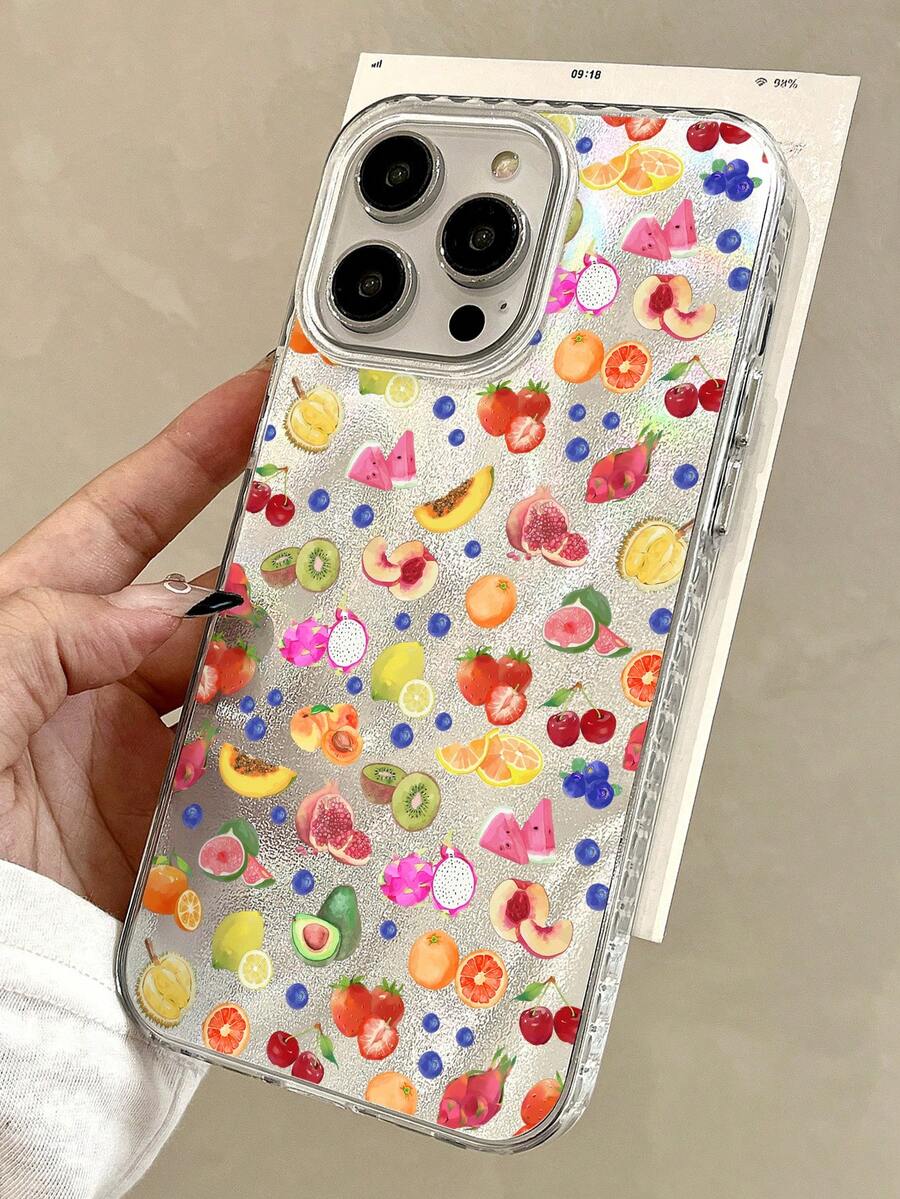 1 个马口铁手机壳 - 水果设计,兼容 iPhone - 黑色 - 查看 1