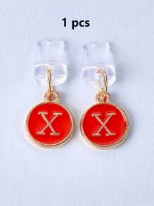 1pc White Electroplated Dust Plug Pendant With 26 English Alphabet On Both Sides, Compatible With Type C