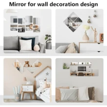 Mirror Wall Full Length, Unbreakable Mirror Tiles For Bedroom Home Gym Door, Acrylic Squares Mirror Full Body Shatterproof Mirror Stickers For Walls,Mirror Sheets (4pcs),Minimalist Home Decor, Modern Stickers, Gift, Living Room Decor, Home Bedroom Refresh,Kitchen Ideas, Bathroom Decor - Rounded Corner Mirror Sticker - View 7