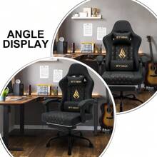 Symino Gaming-Stuhl mit Fußstütze, ergonomischer Computer-Videospielstuhl, verstellbarer Drehstuhl mit Lordosenstütze, PC-Stuhl, Bürostuhl aus PU-Leder